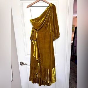 J.Crew gold velvet one shoulder collection dress size 12 new with tags